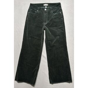 KUT From The Kloth MEG High Rise Fab Ab Wide Leg Corduroy Pants Sz 4 Green Raw